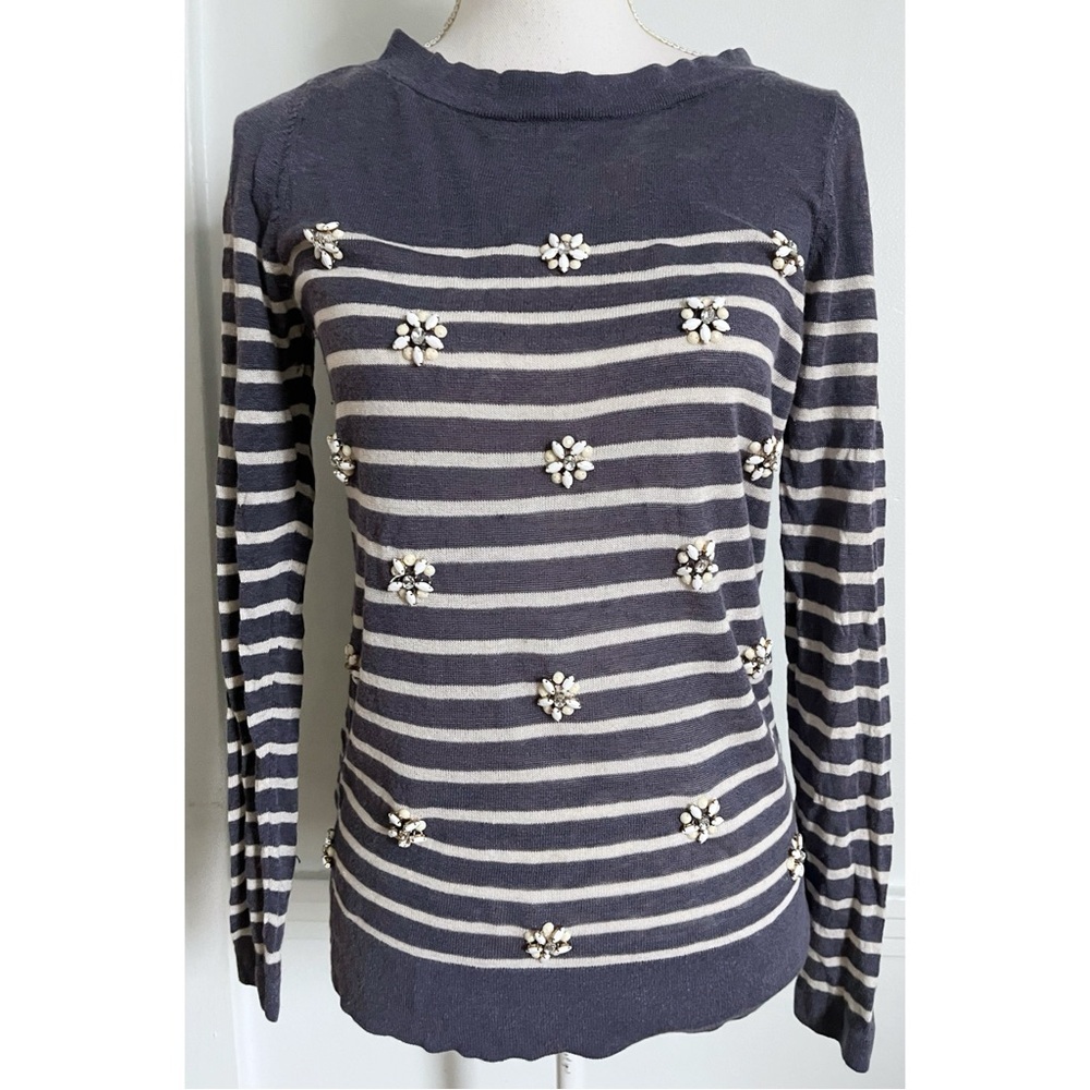 Loft • Slate Blue Beaded Gemstone Sweater